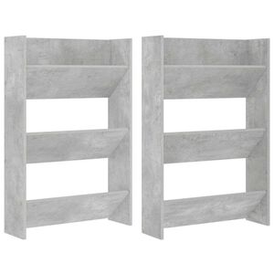 vidaXL Wall Shoe Cabinets 2 pcs Concrete Grey 60x18x90 cm Engineered Wood