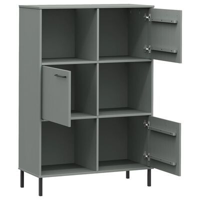 vidaXL Bookcase with Metal Legs Grey 90x35x128.5 cm Solid Wood OSLO