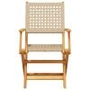 vidaXL Folding Garden Chairs 6 pcs Beige Poly Rattan and Solid Wood