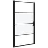 vidaXL Shower Door 100x178 cm Half Frosted Tempered Glass Black