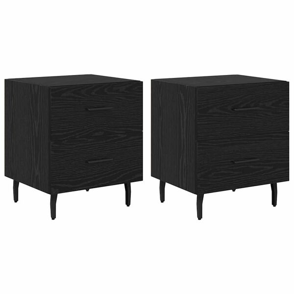 vidaXL Bedside Cabinet with Drawer 2 pcs Black Oak 40 x 35 x 47.5 cm