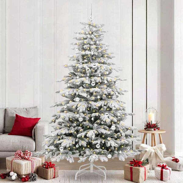 vidaXL Artificial Hinged Christmas Tree White 240 cm PE and PVC