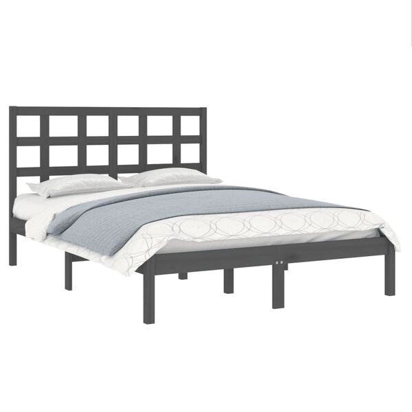 vidaXL Bed Frame without Mattress Grey 200x200 cm Solid Wood