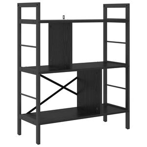 vidaXL Bookshelf 5-Tier 75 x 30 x 91 cm Engineered Wood Black Oak