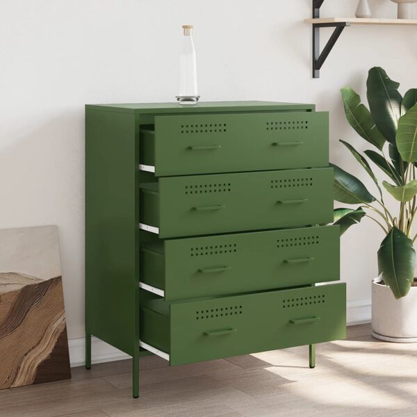 vidaXL Sideboard Olive Green 68x39x89 cm Steel