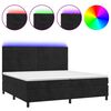 vidaXL Box Spring Bed with Mattress&LED Black 200x200 cm Velvet