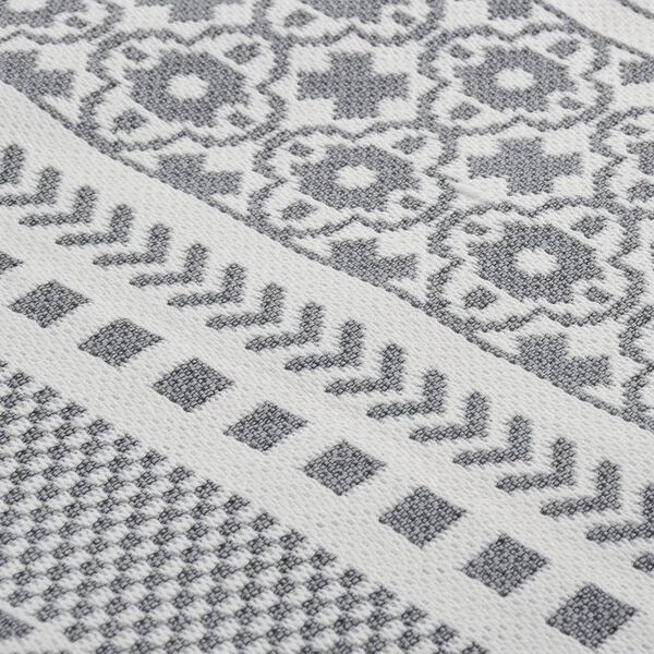 vidaXL Rug Grey and White 100x300 cm Cotton