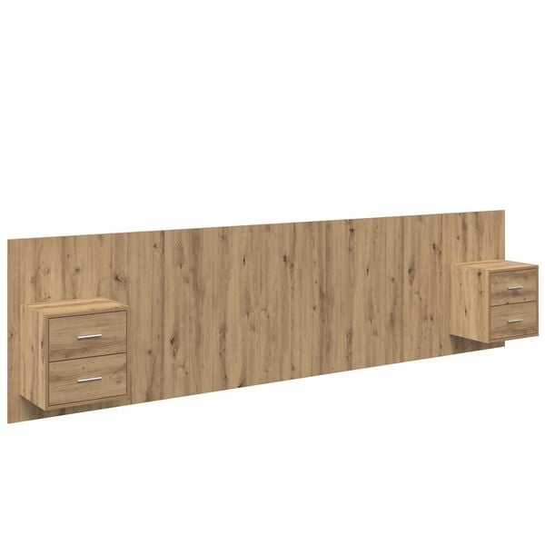 vidaXL Headboard with Cabinet 3 pcs Artisan Oak Engineered Wood