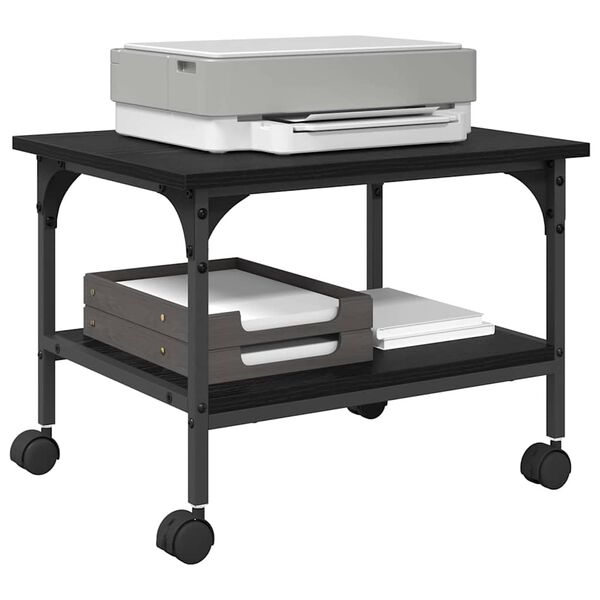 vidaXL Printer Stand Black Oak 50 x 40 x 38 cm Engineered Wood