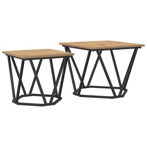 vidaXL Side Table Set 2 pcs Artisan Oak Engineered Wood and Steel