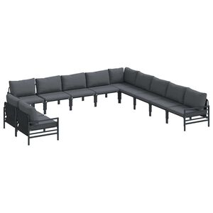 vidaXL Garden Sofa Set with Cushion 11 pcs Black Steel