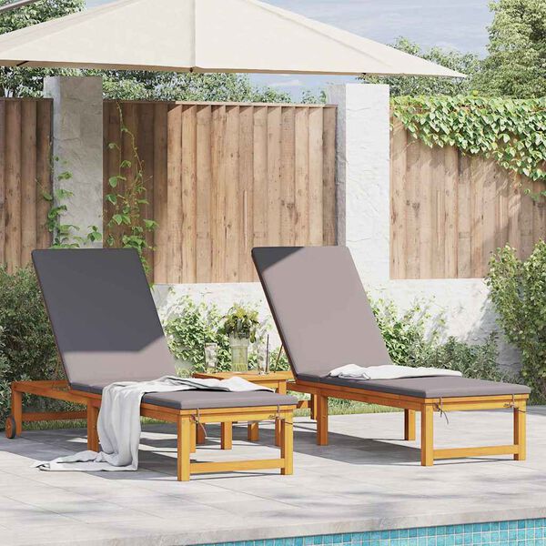vidaXL Sun Lounger 2 pcs Brown 53 x 202 x 89cm Solid Acacia wood