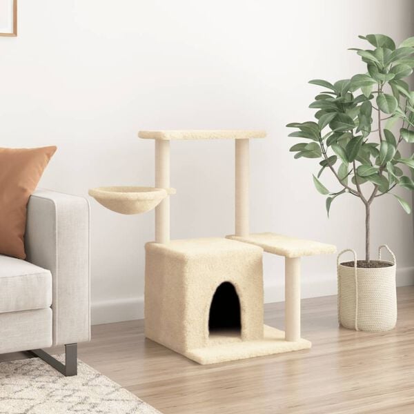 vidaXL Cat Tree with Sisal Scratching Posts Cream 83 cm