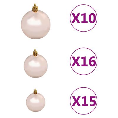 vidaXL Artificial Pre-lit Christmas Tree with Ball Set Pink 210 cm PVC