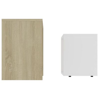 vidaXL Coffee Table Set White and Sonoma Oak 48x30x45 cm Engineered Wood