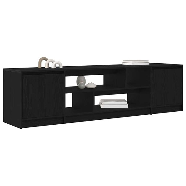 vidaXL TV Cabinet Black Oak 188.5x41x50 cm Engineered Wood