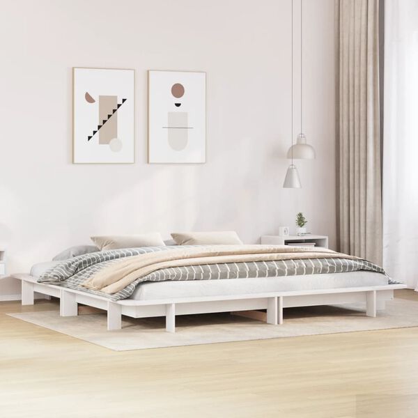 vidaXL Bed Frame without Mattress White 180x200 cm Super King Solid Wood Pine