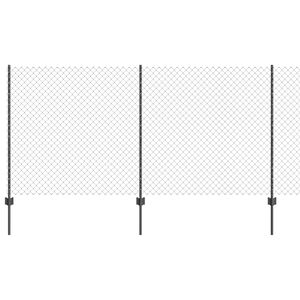 vidaXL Chainlink Fence with Post 10 x 1.2 m PVC-Coated Steel Grey Mesh