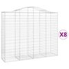 vidaXL Arched Gabion Baskets 8 pcs 200x50x160/180 cm Galvanised Iron