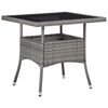 vidaXL Dining Table | Grey | PE rattan and steel frame, tempered glass | 80 cm