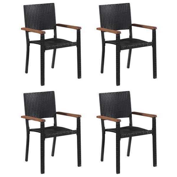 vidaXL 5 Piece Garden Dining Set Poly Rattan Black