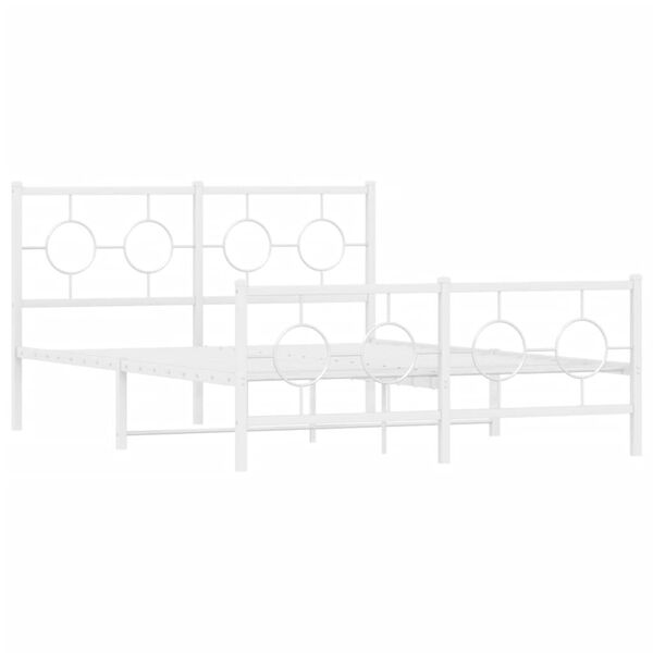 vidaXL Metal Bed Frame without Mattress with Footboard White 140x190cm