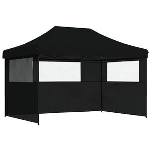 vidaXL Foldable Party Tent Pop-Up with 3 Sidewalls Black