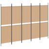 vidaXL 5-Panel Room Divider Beige 250 x 180 cm Fabric