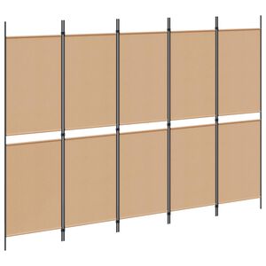 vidaXL 5-Panel Room Divider Beige 250 x 180 cm Fabric