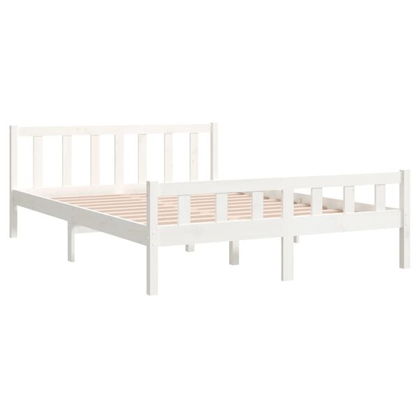 vidaXL Bed Frame without Mattress White Solid Wood King Size