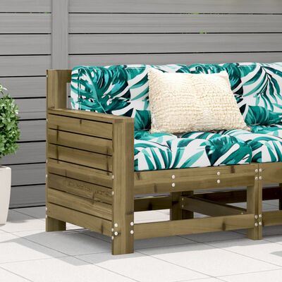 vidaXL Garden Armrest Sofa with Cushion Impregnated Wood Pine