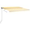 vidaXL Freestanding Manual Retractable Awning 400x350 cm Yellow/White