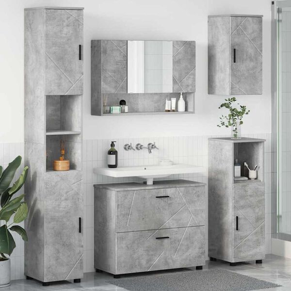 vidaXL Bathroom Furniture Set with Drawer 5 pcs Concrete Grey
