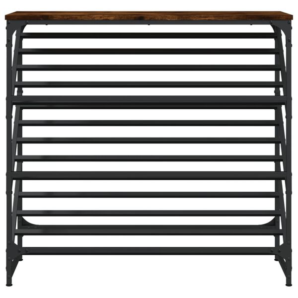 vidaXL Shoe Rack Smoked Oak 90x30x85 cm Engineered Wood