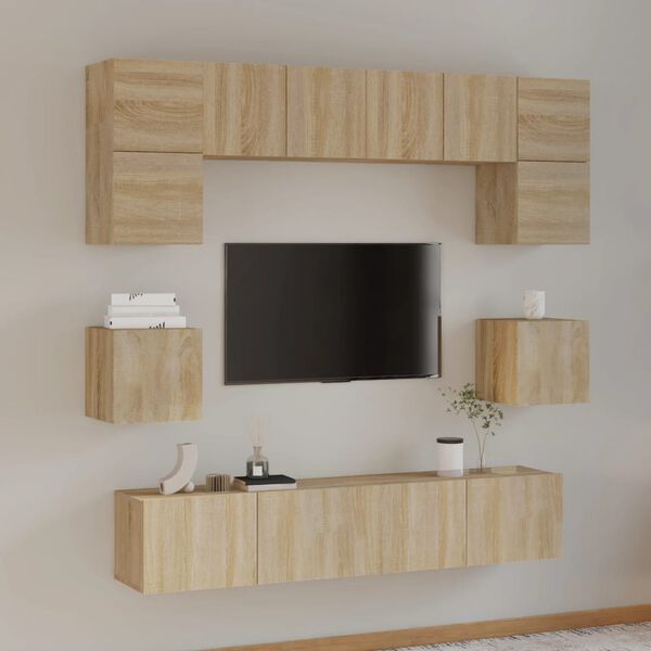 vidaXL 8 Piece TV Cabinet Set Sonoma Oak Engineered Wood