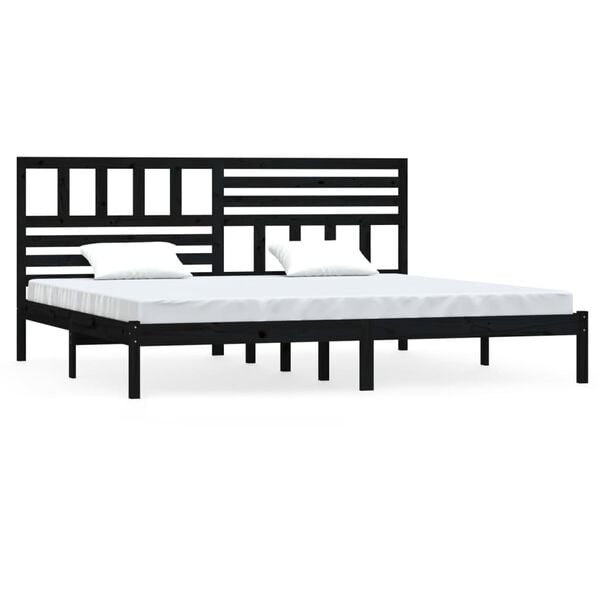 vidaXL Bed Frame without Mattress Black Solid Wood Pine 200x200 cm