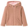 Kids' Hooded Jacket Teddy Faux Fur Light Cognac 140