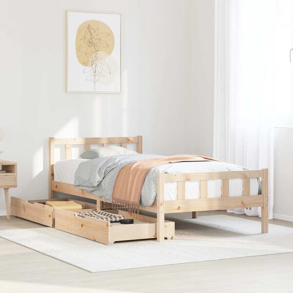 vidaXL Bed Frame without Mattress 75x190 cm Small Single Solid Wood Pine