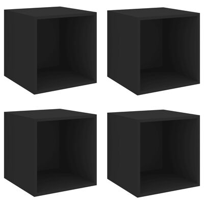 vidaXL Wall Cabinets 4 pcs Black 37x37x37 cm Chipboard
