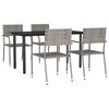 vidaXL 5 Piece Garden Dining Set Grey and Black Poly Rattan and Steel