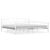 vidaXL Bed Frame | White | Metal, Plywood | 200x200 cm | Durable | Bed Frame
