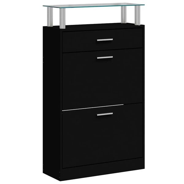 vidaXL Shoe Cabinet Black 63x24x104 cm Engineered Wood