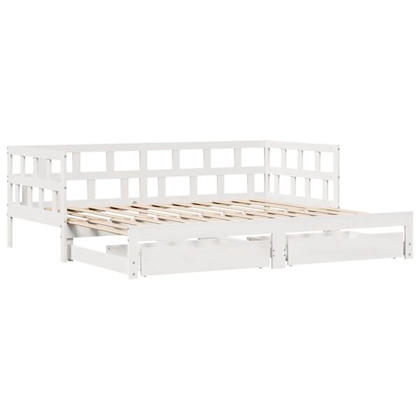 vidaXL Daybed with Trundle and Drawers without Mattress White 90x190 cm Single