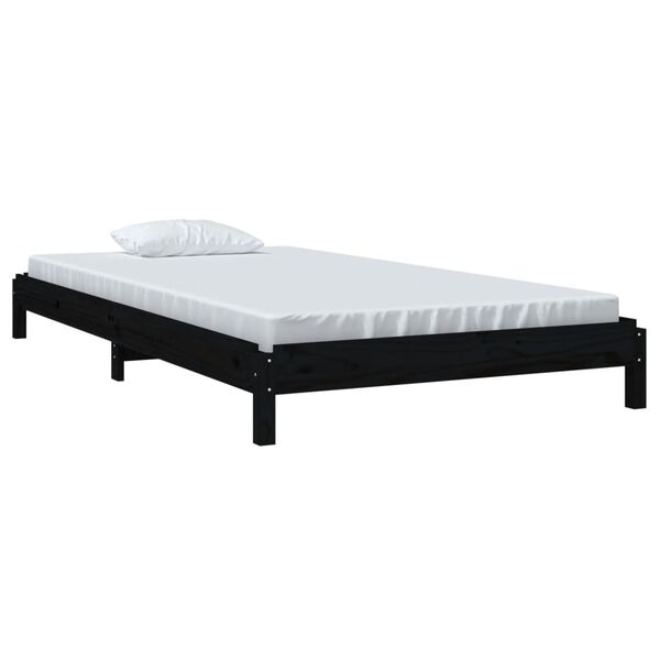 vidaXL Stack Bed without Mattress Black 80x200 cm Solid Wood Pine