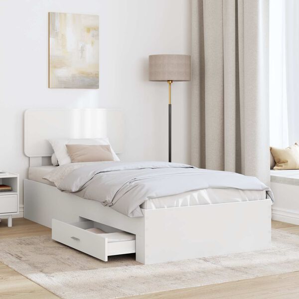 vidaXL Bed Frame with Headboard White 90 x 200 cm Engineered Wood