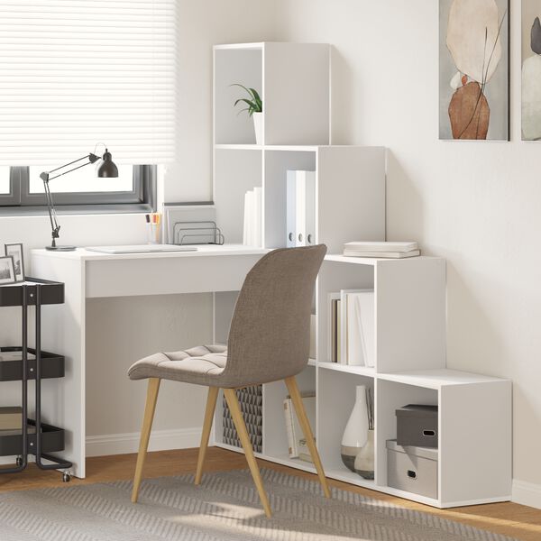 vidaXL Corner Desk White 101.5 x 149.5 x 149.5 cm Engineered Wood
