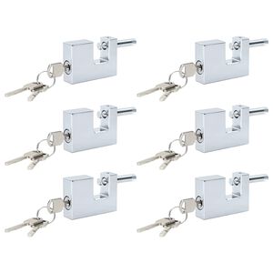 vidaXL Padlock 6 pcs Silver 6 x 2 x 4.5 cm Iron