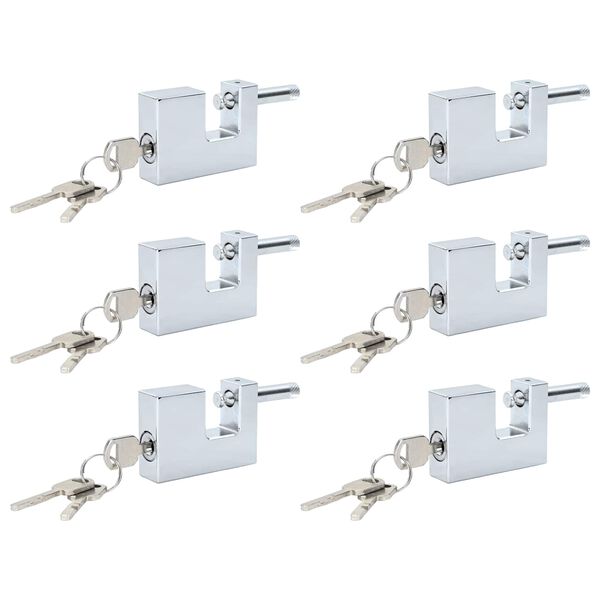 vidaXL Padlock 6 pcs Silver 6 x 2 x 4.5 cm Iron