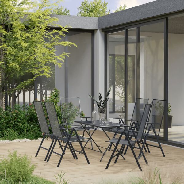 vidaXL 7 Piece Garden Dining Set Steel Anthracite