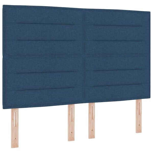 vidaXL LED Headboard with LED Strip Lights Manual Blue 160 cm Fabric